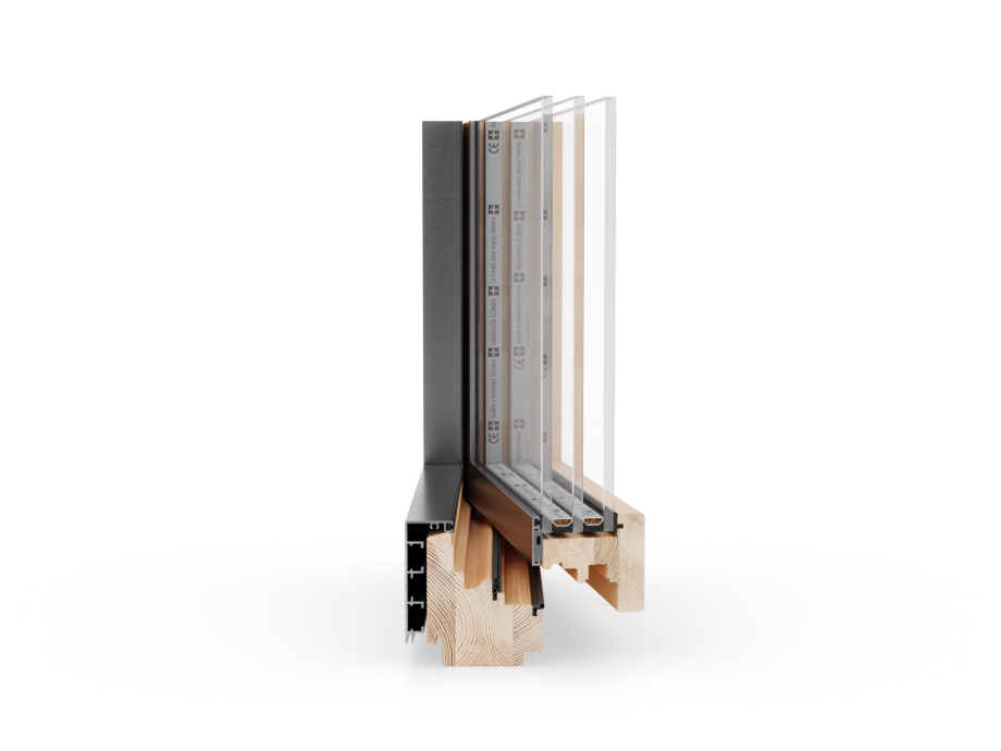 Holz-Alu Fenster Modell 01 Mittige Ansicht